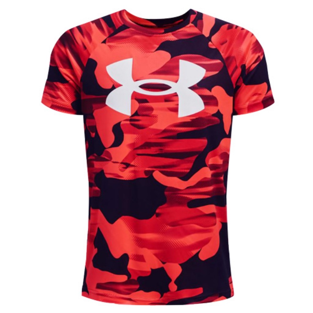 UNDER ARMOUR BIG LOGO UA TECH SHORT SLEEVE SHIRT RADIO RED camouflage